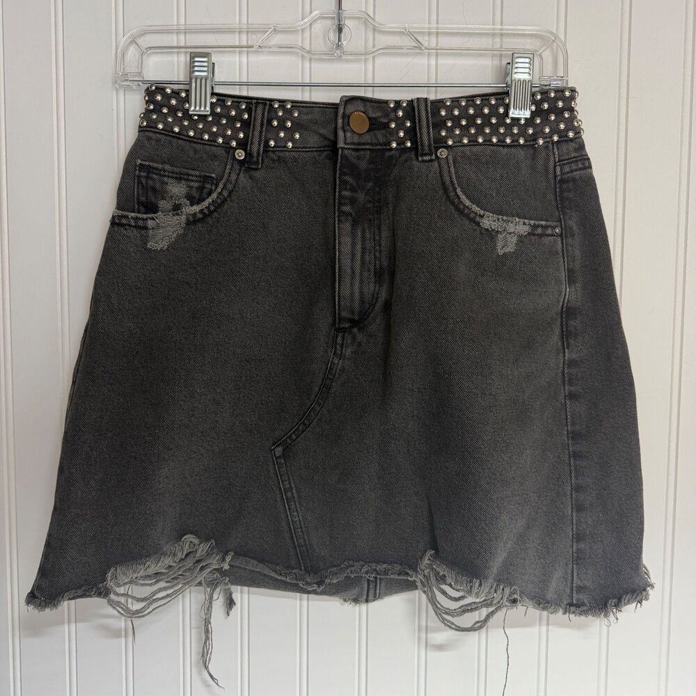 DL1961 Denim Georgia Black‎ High Rise Skirt in Wilder Womens Size 26 Studded